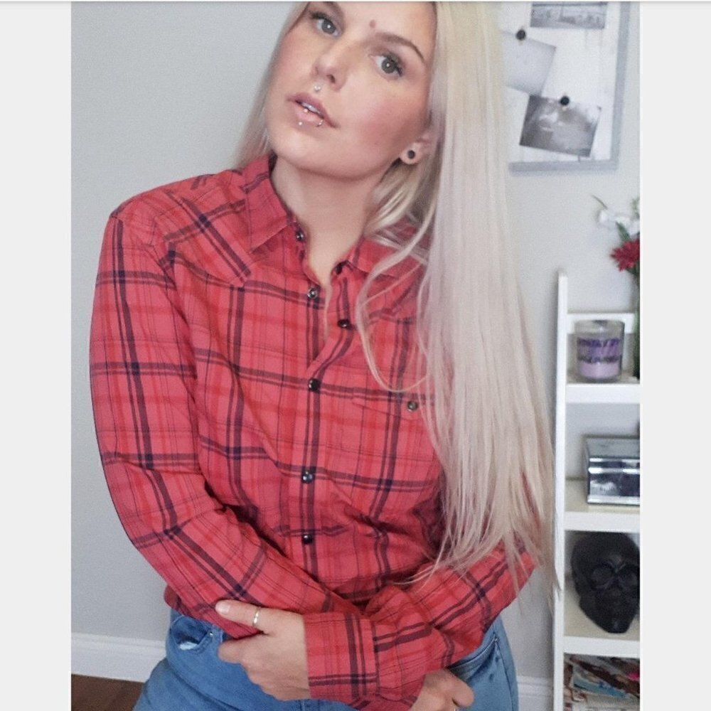 ARMANI exchange plaid coral